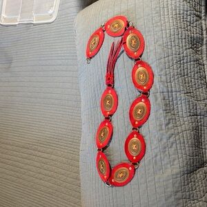 Red  Vintage Statement Turquoise-Inspired Pendant belt.